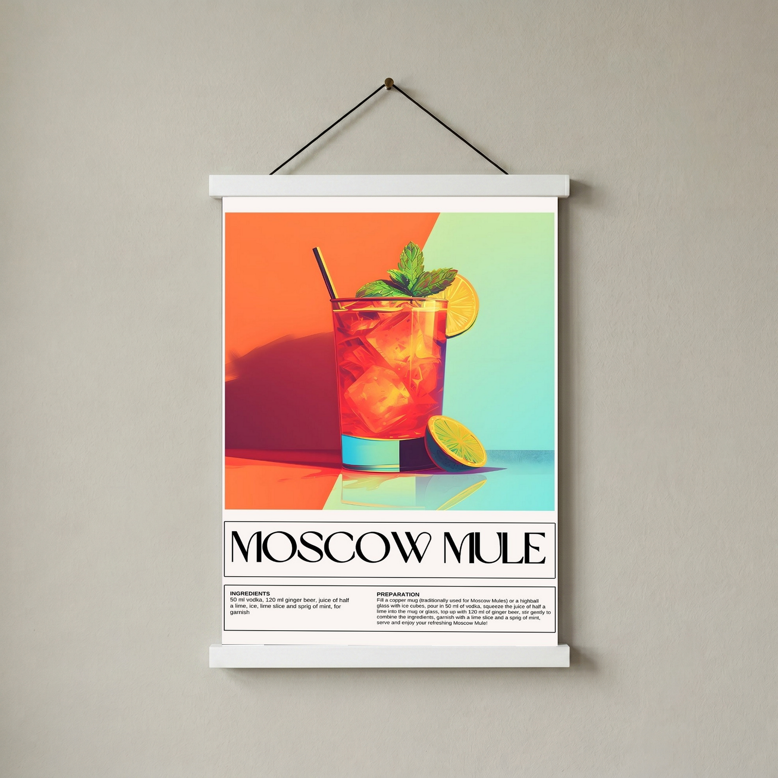 Moscow Mule Wall Art Print — Classic Vodka Ginger Cocktail Poster