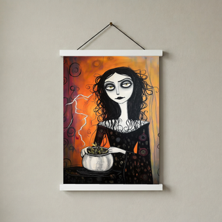 Gothic Gardener Wall Art Print — Dark Botanical Portrait Poster