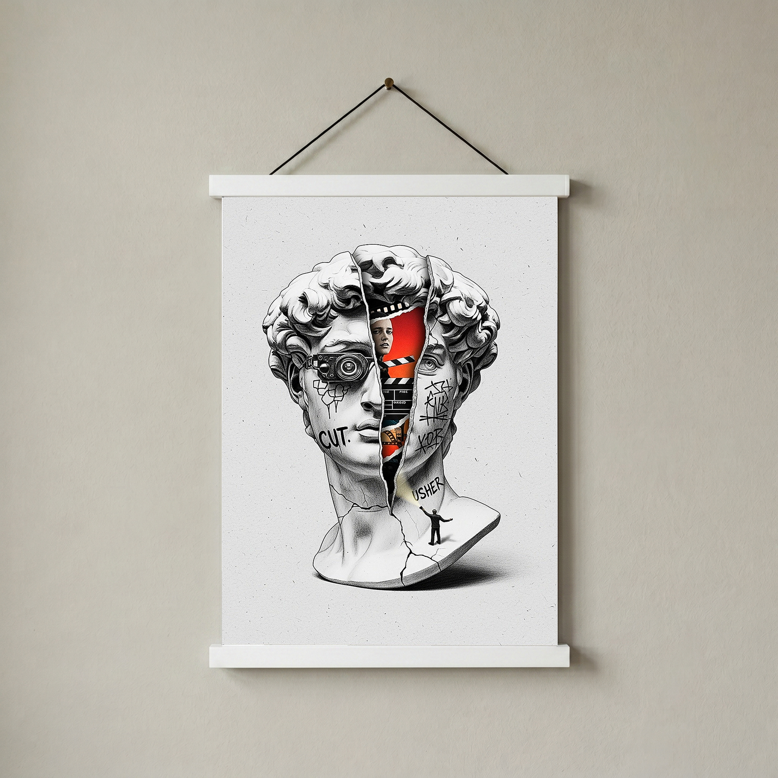 Cut! Cinema — Surreal David Bust Wall Art Print