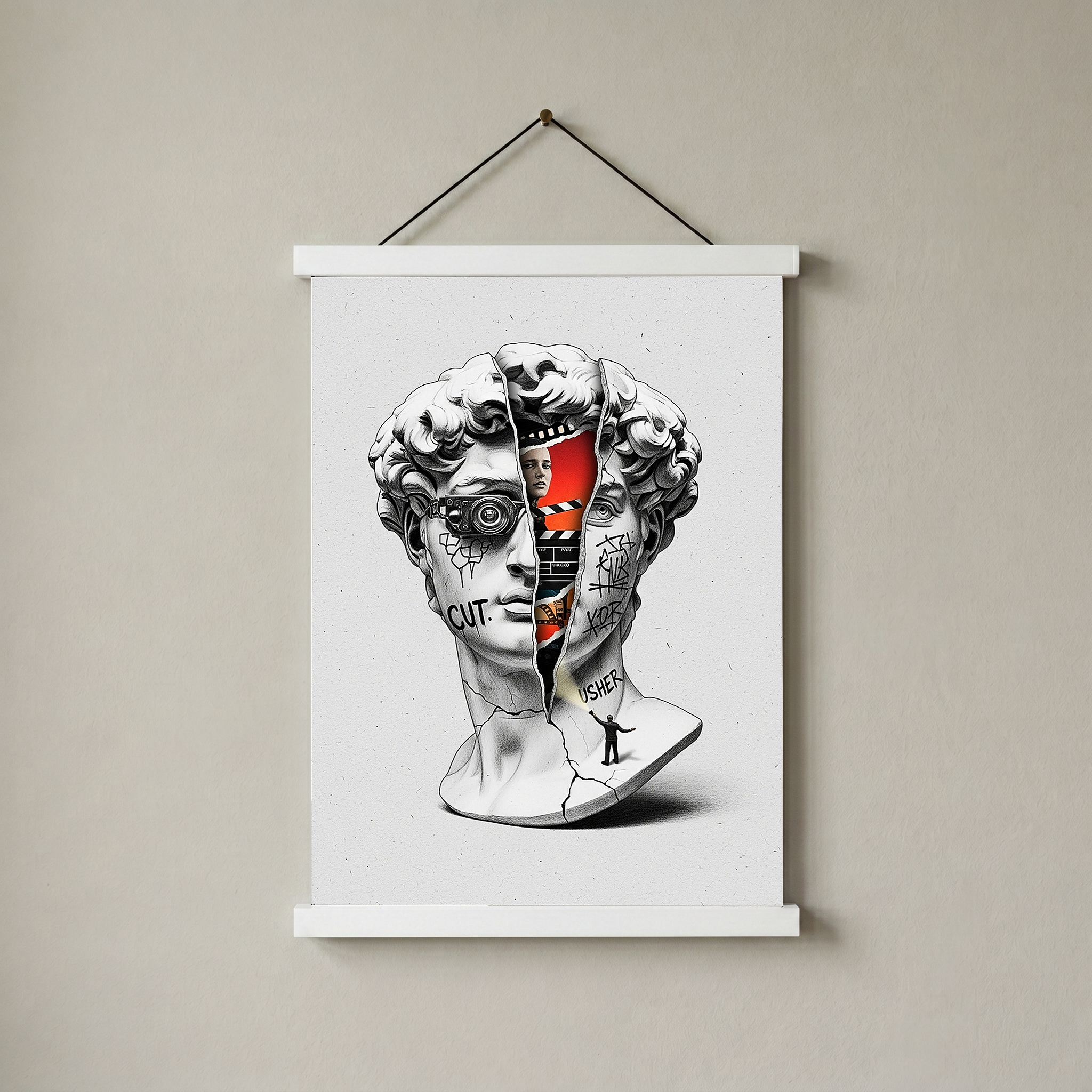 Cut! Cinema — Surreal David Bust Wall Art Print
