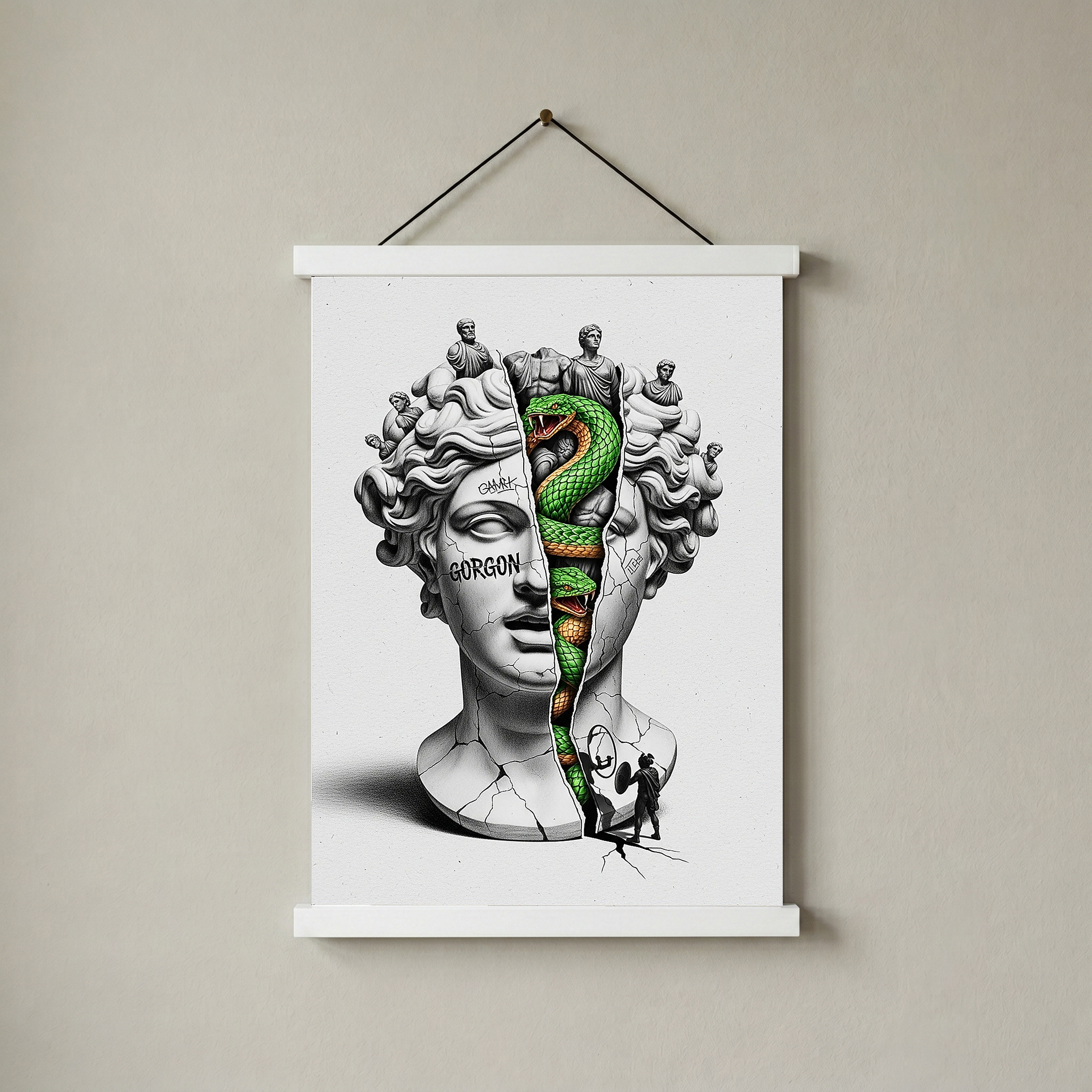 Gorgon Medusa — Surreal Apollo Bust Wall Art Print