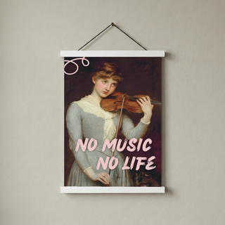 No Music No Life Wall Art Print — Music Lover Quote Poster