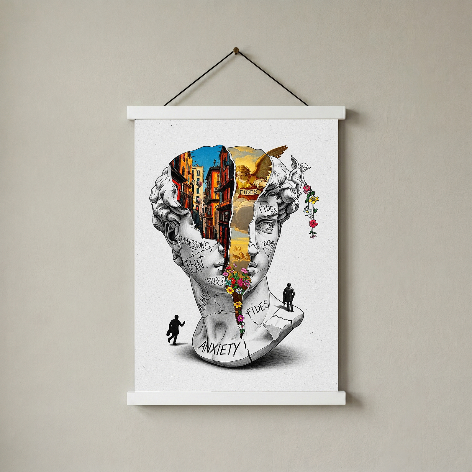 Anxiety & Faith — Surreal David Bust Wall Art Print