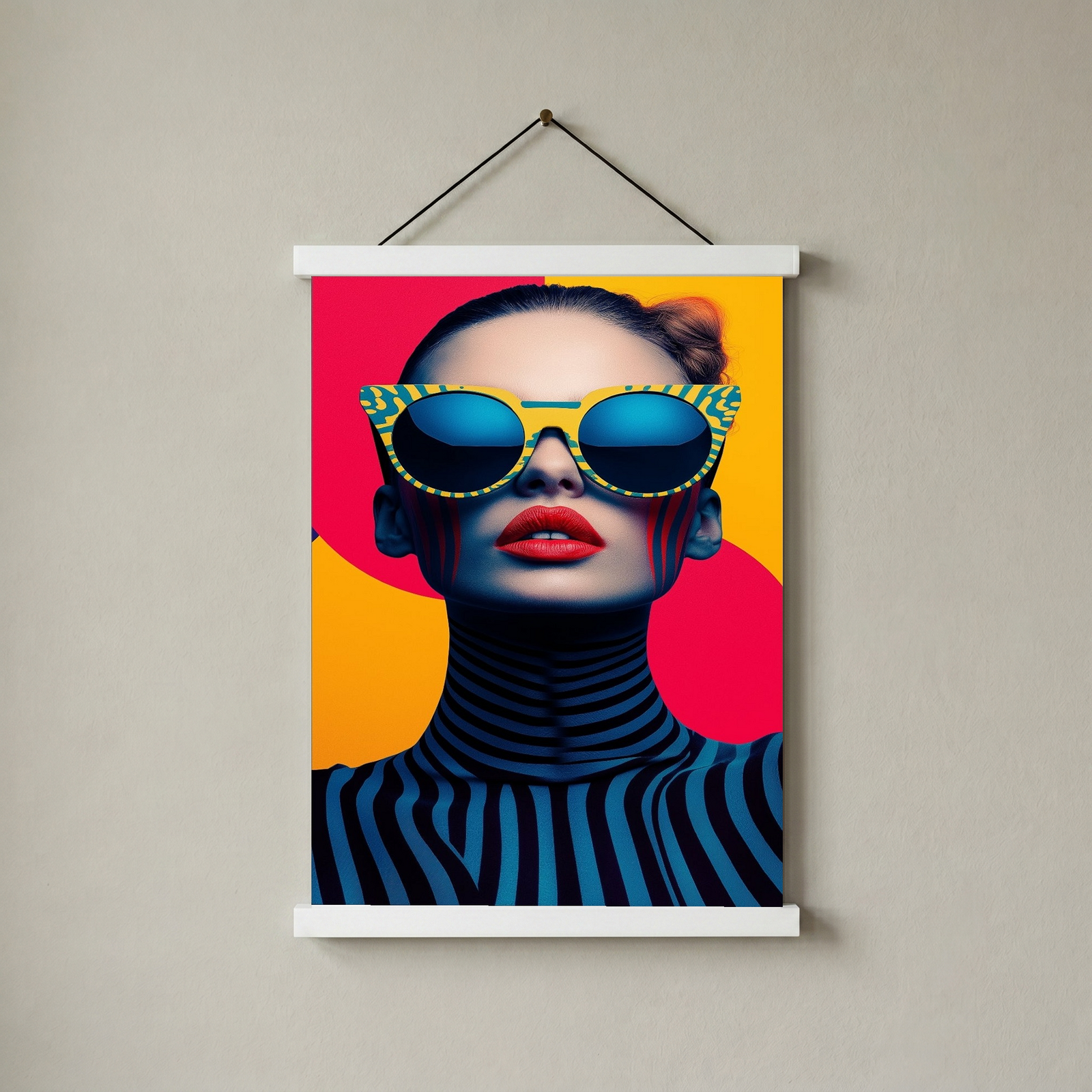 Electric Elegance Wall Art Print — Bold Pop Portrait Poster