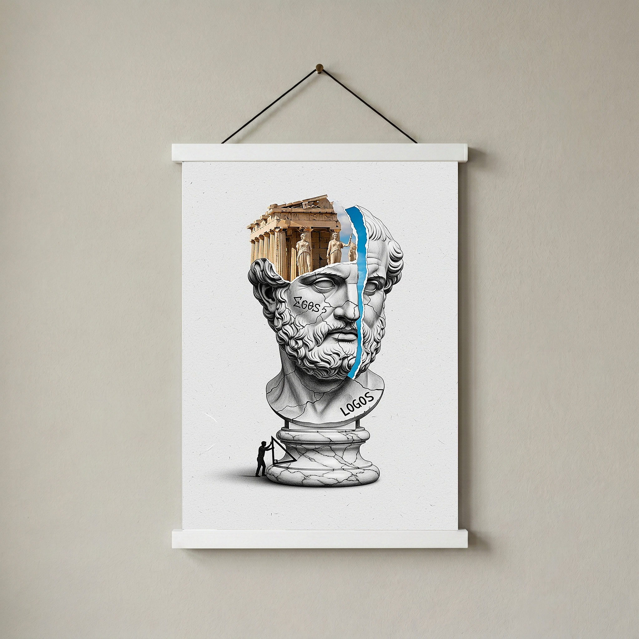 Logos Parthenon — Surreal Philosopher Bust Wall Art Print