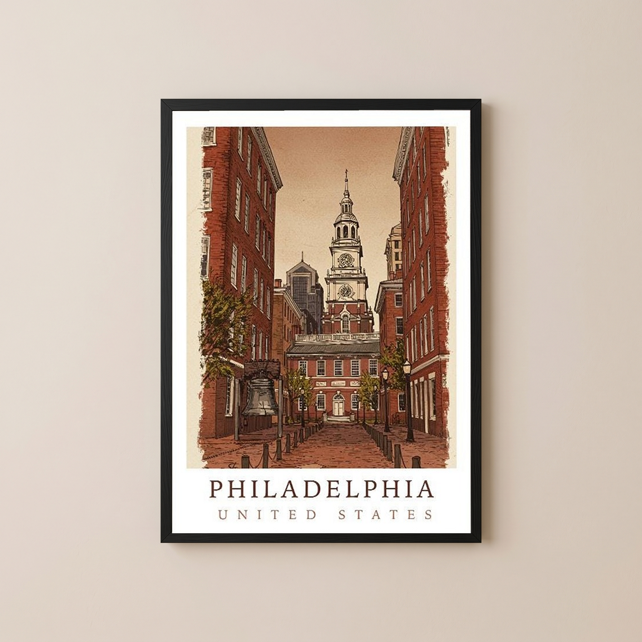 Philadelphia USA — Independence Hall Historic Wall Art Print
