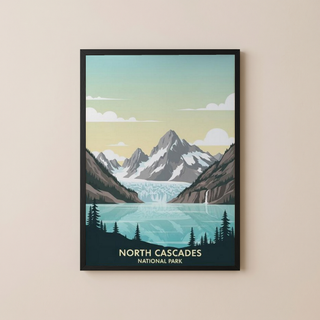 North Cascades National Park Poster — Vintage Washington Glacier Alpine Lake Print