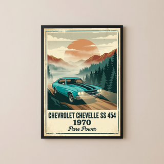 Chevrolet Chevelle SS 454 1970 V6 Aqua Edition — Vintage Muscle Misty Mountain Print