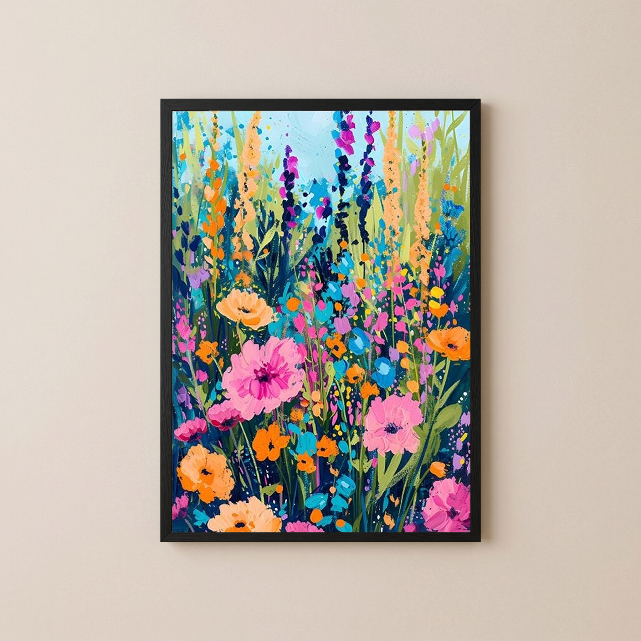 Abstract Flower Field Print — Vibrant Botanical Painterly Wall Art