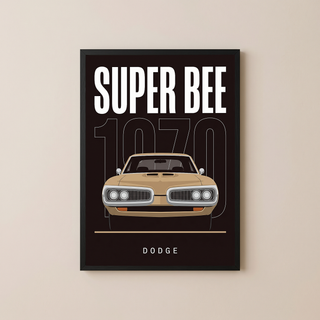 Dodge Super Bee 1970 Minimalist Poster — Black Muscle Car Line Art