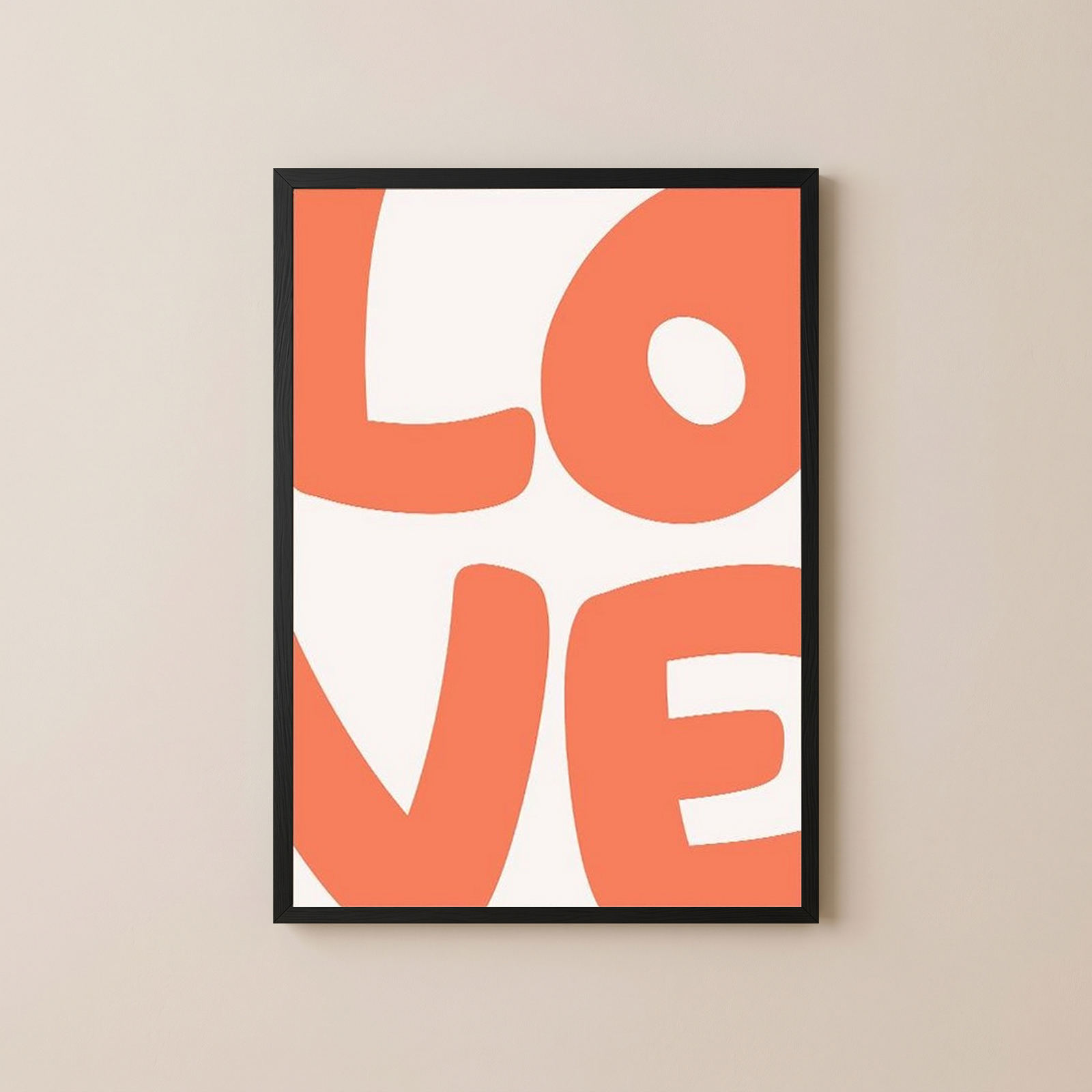 LOVE Poster — Bold Minimalist Typography Orange Wall Art Print