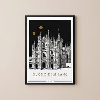 Duomo di Milano Italy Poster — Milan Cathedral Gold Moons Print