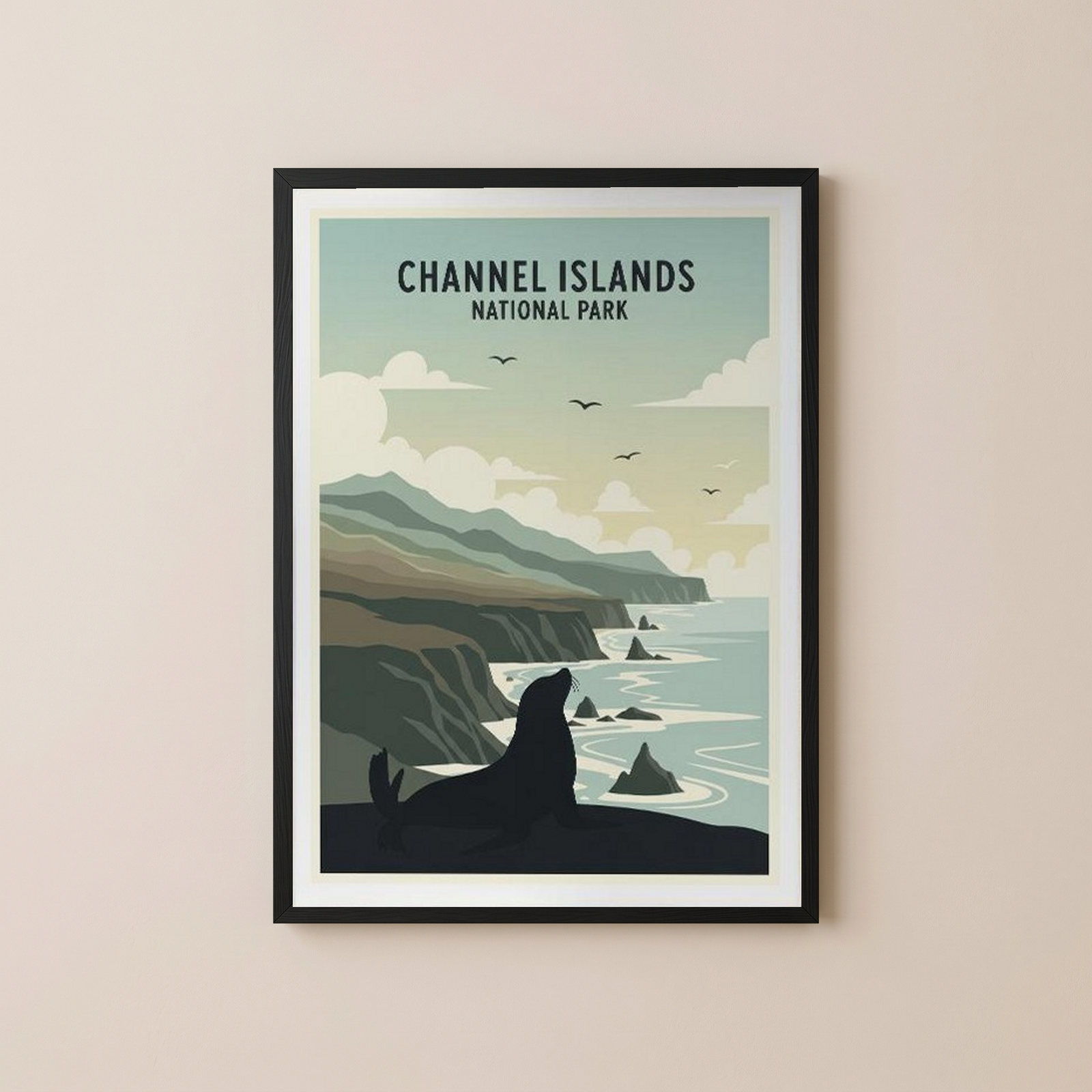 Channel Islands National Park Poster — Vintage California Sea Lion Coast Print
