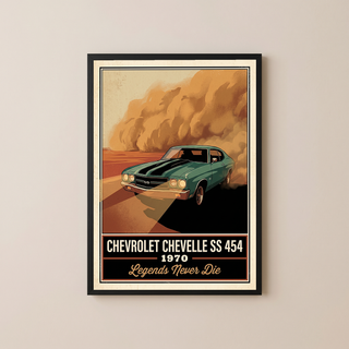 Chevrolet Chevelle SS 454 1970 V7 Dust Storm Poster — Vintage Muscle Car Action Print