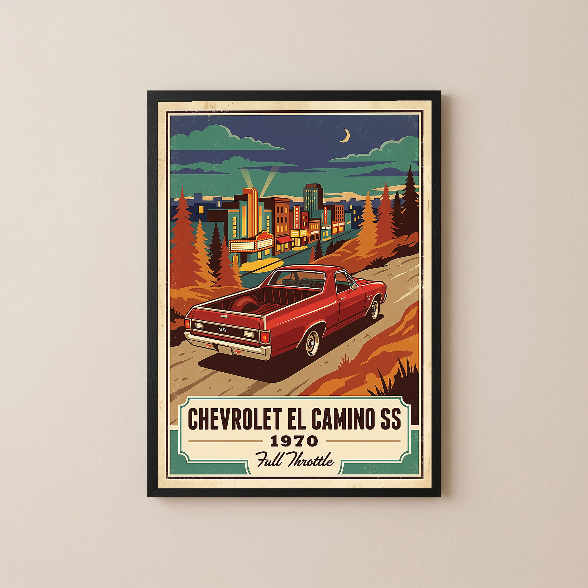 Chevrolet El Camino SS 1970 Poster — Vintage Muscle Truck Cinema Marquee Print