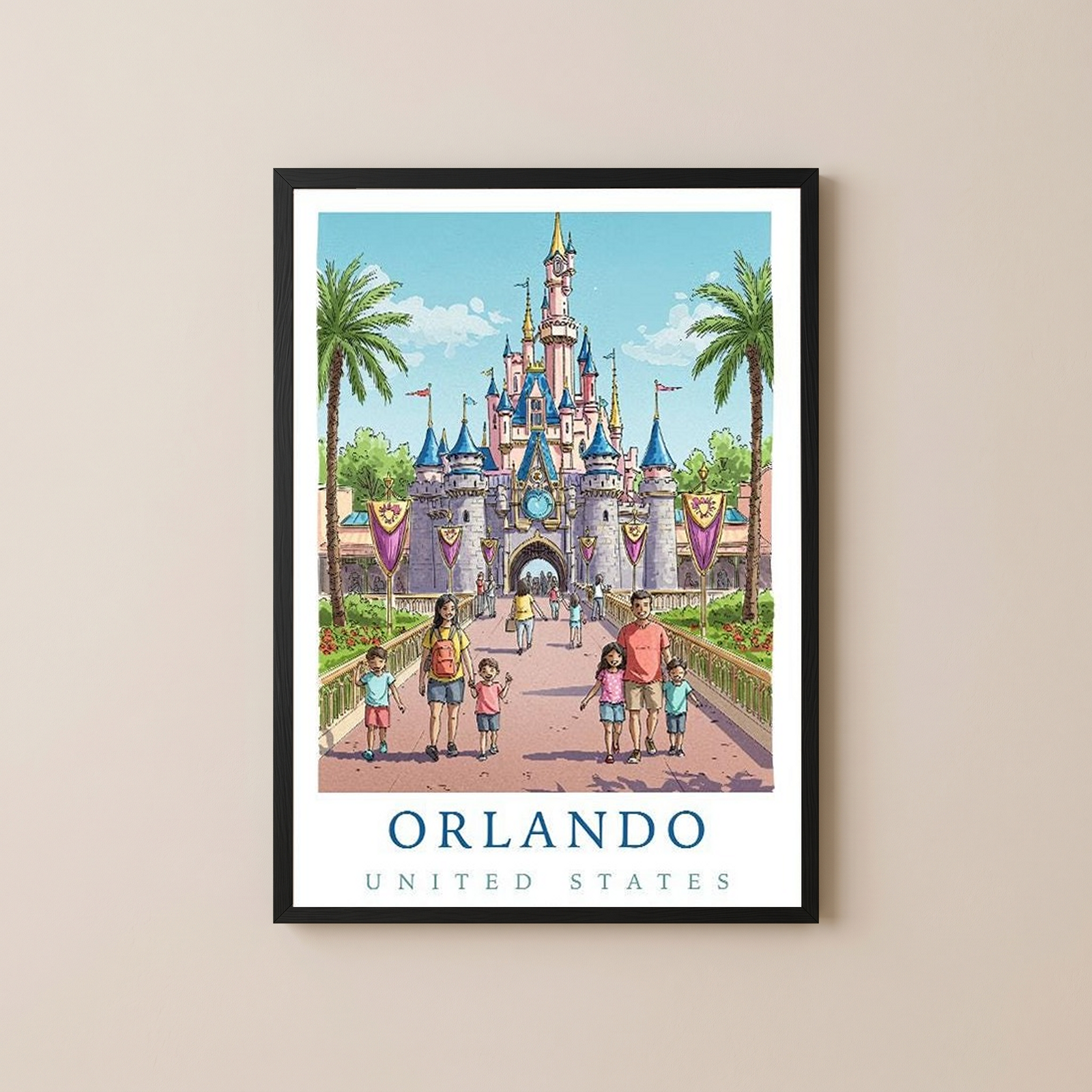 Orlando Florida Travel Poster — Fairy Tale Castle Theme Park Family Print