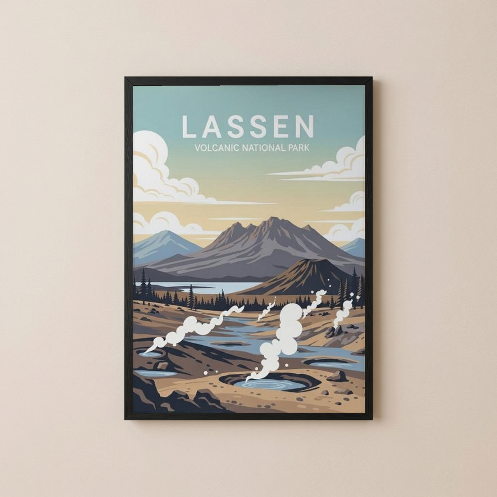 Lassen Volcanic National Park Poster — Vintage California Hydrothermal Print
