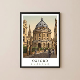 Oxford England Travel Poster — Radcliffe Camera University City Print