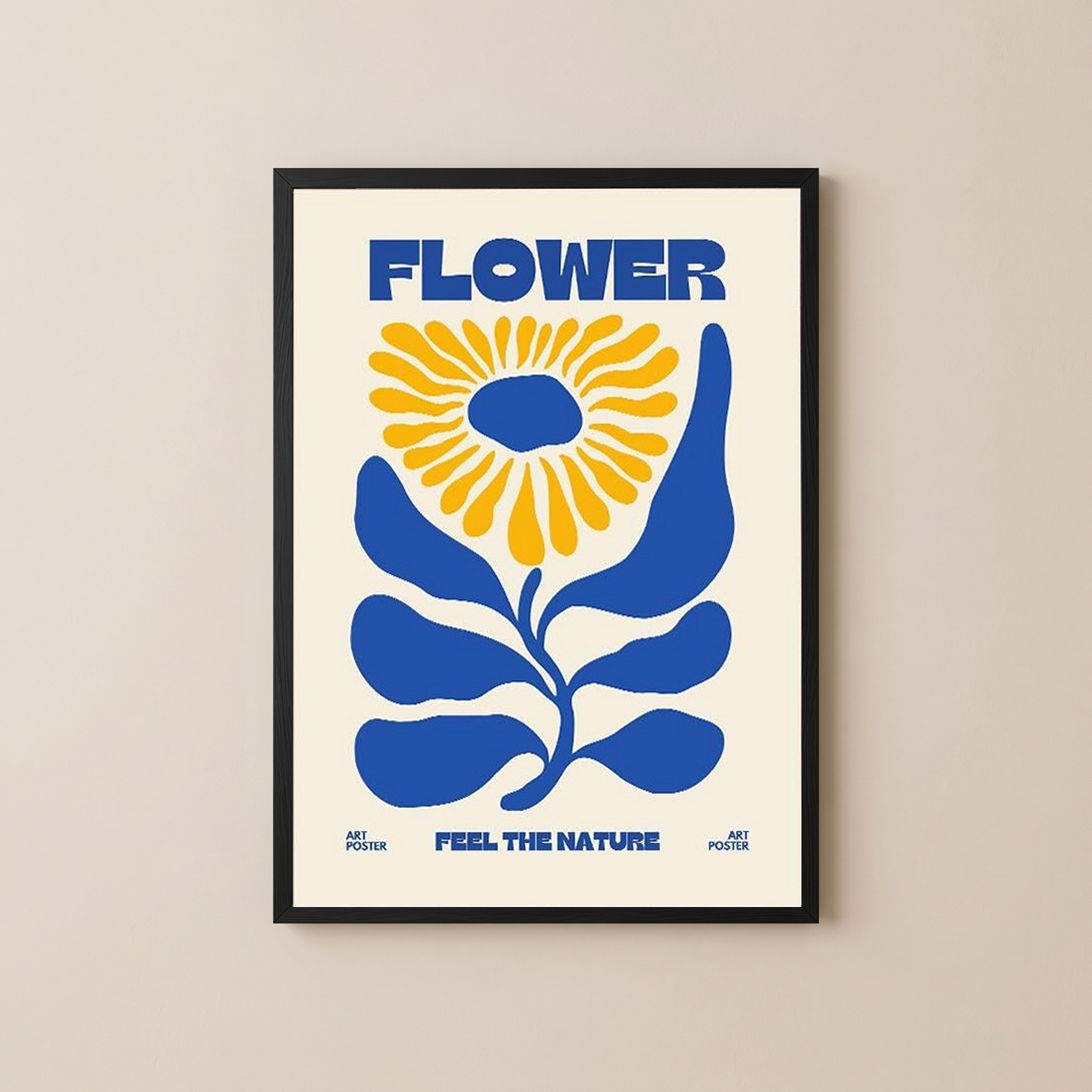 FLOWER Feel the Nature Poster — Mid-Century Botanical Cut-Out Print
