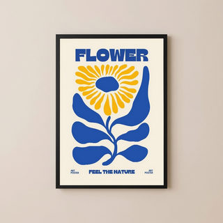 FLOWER Feel the Nature Poster — Mid-Century Botanical Cut-Out Print