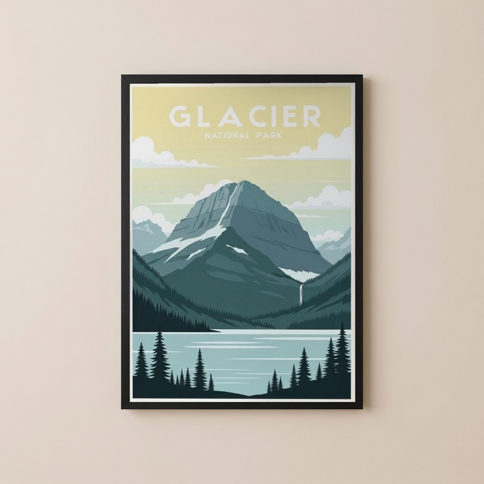 Glacier National Park Poster — Vintage Montana Rocky Mountain Lake Print