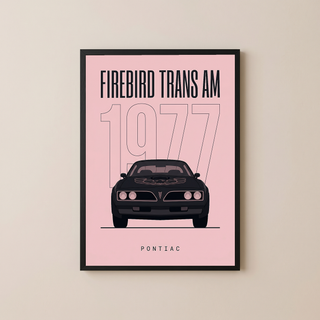 Pontiac Firebird Trans Am 1977 Minimalist Poster — Blush Pink Muscle Line Art