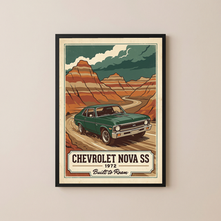Chevrolet Nova SS 1972 V3 Poster — Vintage Muscle Badlands Canyon Print
