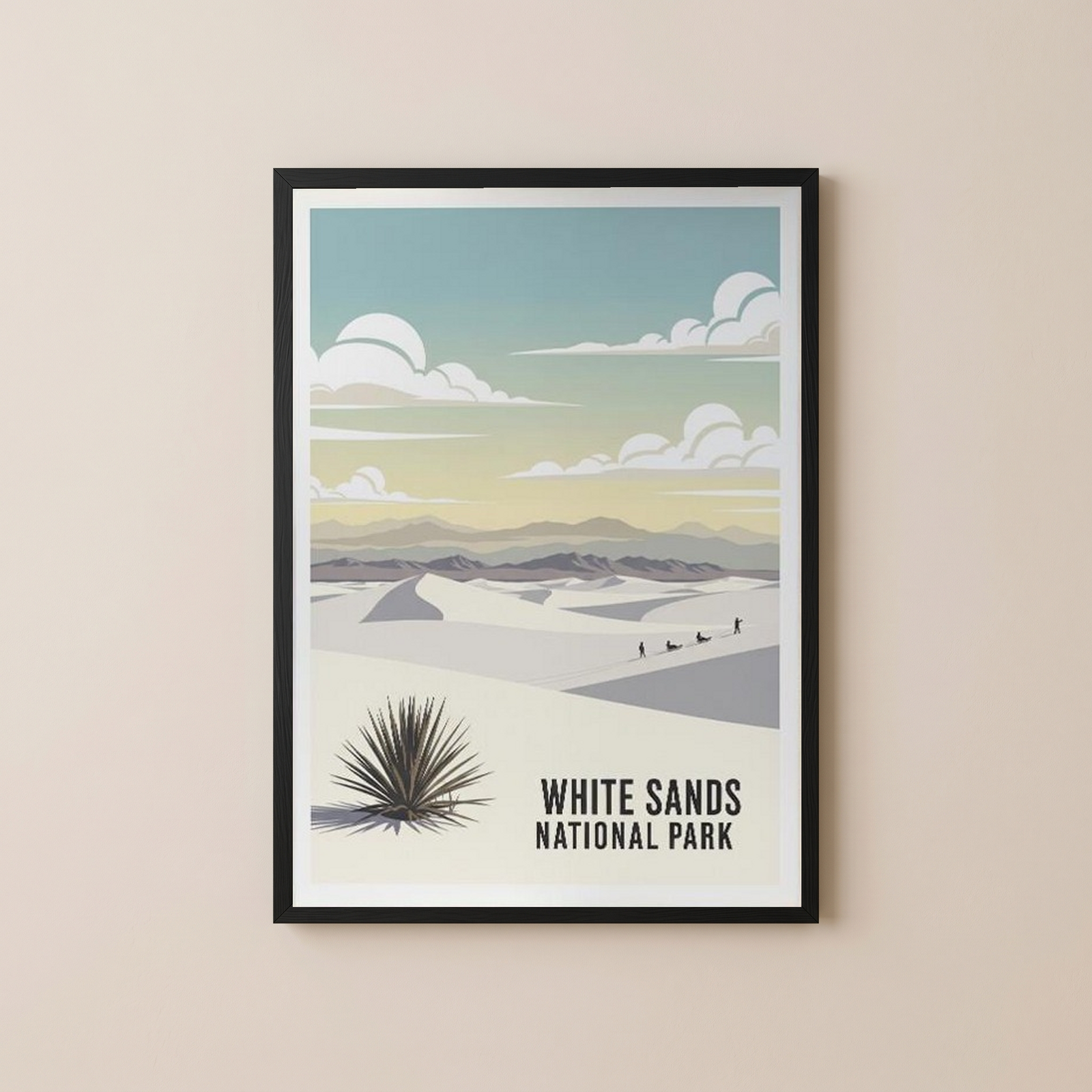 White Sands National Park Poster — Vintage New Mexico Gypsum Dunes Sledding Print