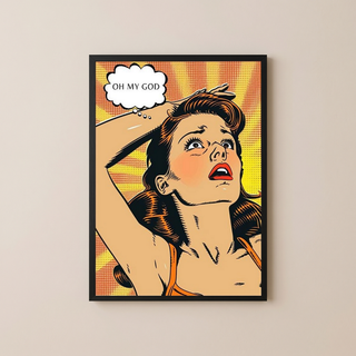 Pop Art Oh My God Poster — Retro Comic Girl Lichtenstein Print