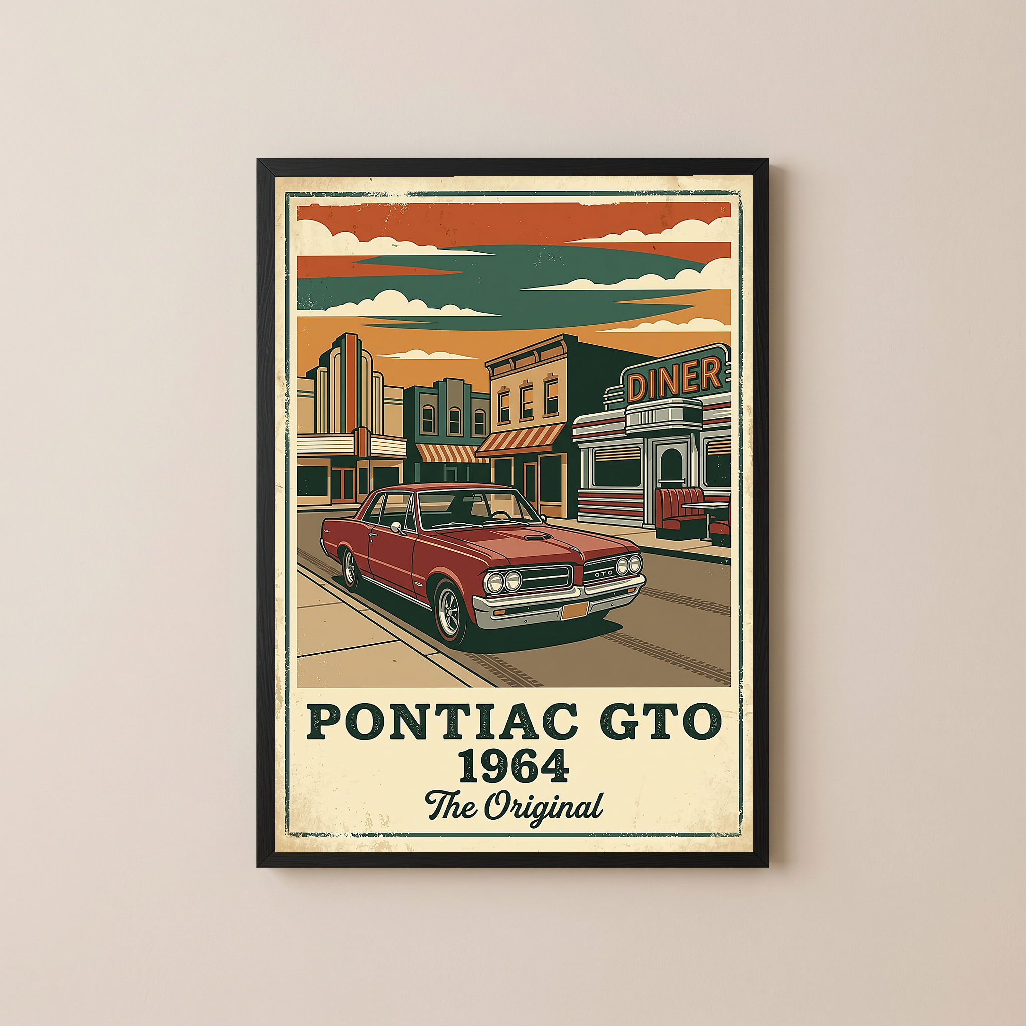 Pontiac GTO 1964 Poster — Vintage Muscle Car Diner Main Street Print