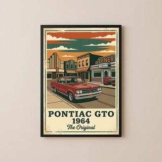 Pontiac GTO 1964 Poster — Vintage Muscle Car Diner Main Street Print
