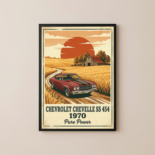 Chevrolet Chevelle SS 454 1970 Poster — Vintage Muscle Car Country Barn Print