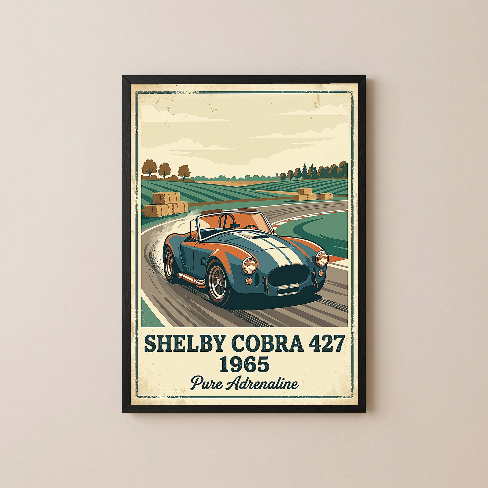 Shelby Cobra 427 1965 Poster — Vintage Race Track Roadster Print