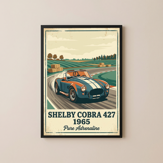 Shelby Cobra 427 1965 Poster — Vintage Race Track Roadster Print