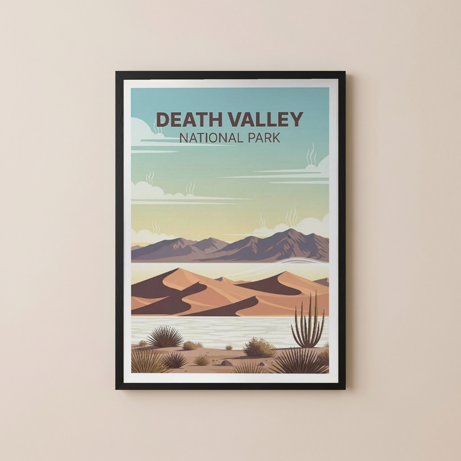 Death Valley National Park Poster — Vintage Sand Dunes Desert Mountain Print