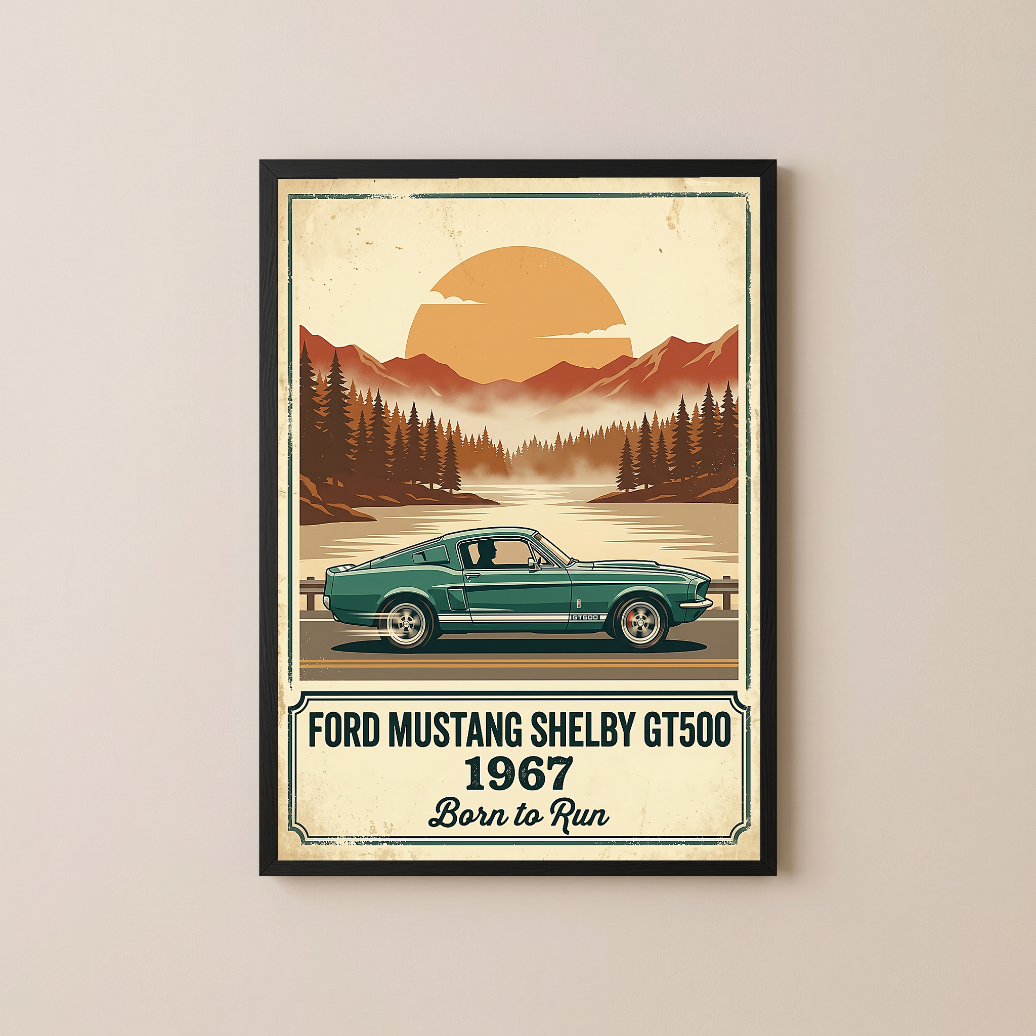Ford Mustang Shelby GT500 1967 Forest Green Edition — Vintage Muscle Lake Print