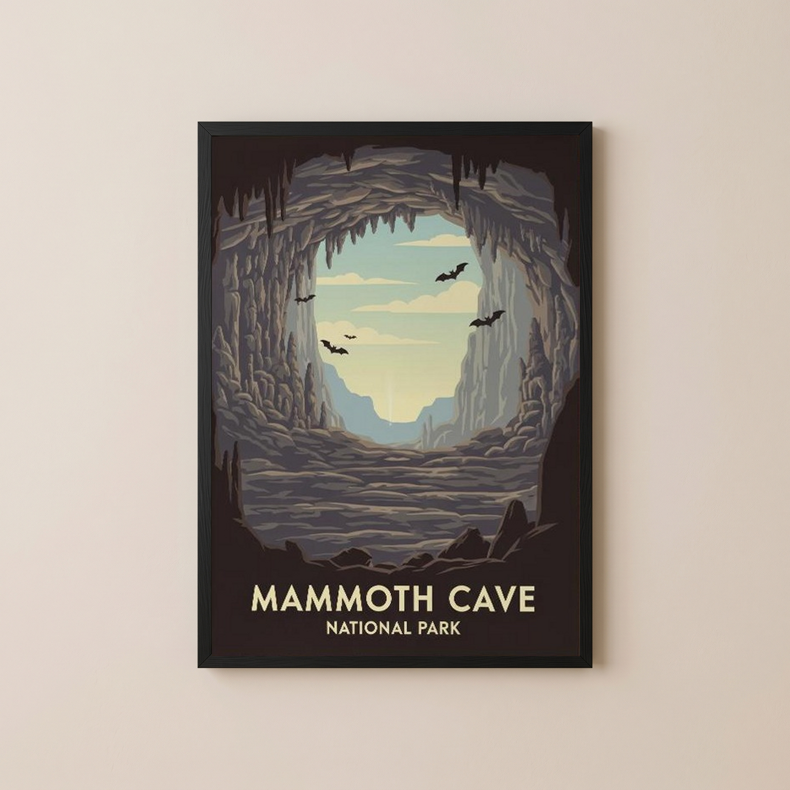 Mammoth Cave National Park Poster — Vintage Kentucky Cave Bat Print