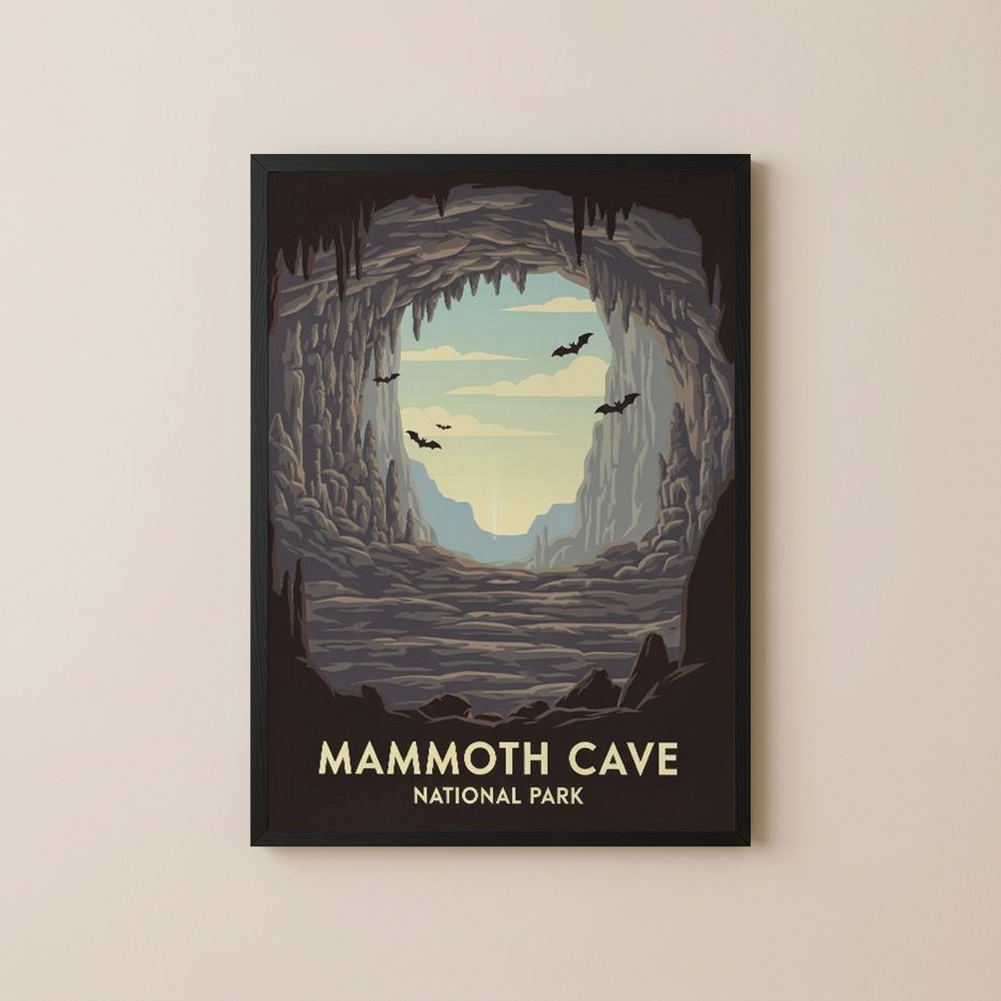 Mammoth Cave National Park Poster — Vintage Kentucky Cave Bat Print