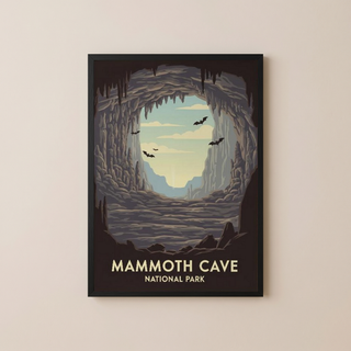 Mammoth Cave National Park Poster — Vintage Kentucky Cave Bat Print