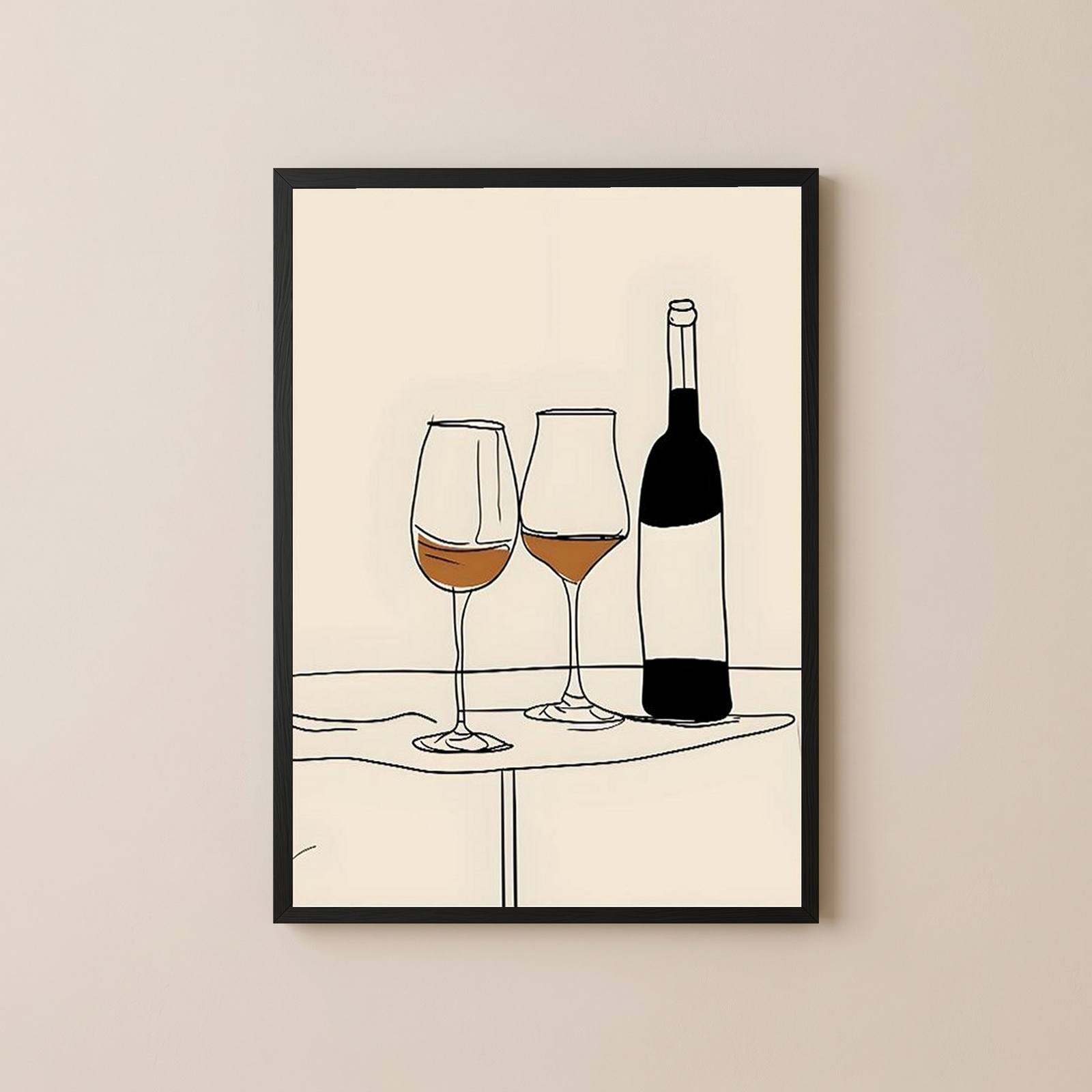Minimalist Wine Line Art Print – Modern Kitchen & Bar Cart Poster
