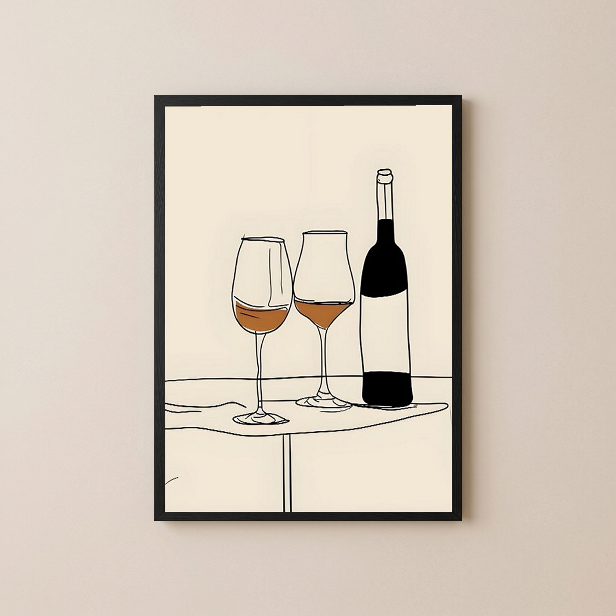 Minimalist Wine Line Art Print – Modern Kitchen & Bar Cart Poster
