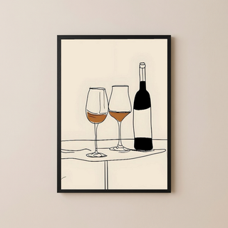 Minimalist Wine Line Art Print – Modern Kitchen & Bar Cart Poster