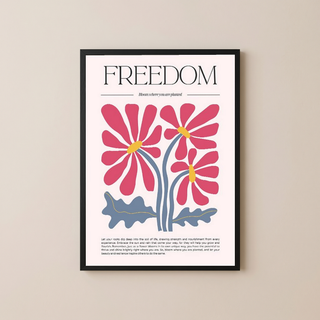 Freedom Bloom Where You Are Planted Floral Poster - Pink Daisy Wall Art Print