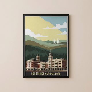 Hot Springs National Park Poster — Vintage Arkansas Bathhouse Row Print