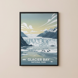 Glacier Bay National Park Poster — Vintage Alaska Tidewater Glacier Seal Print