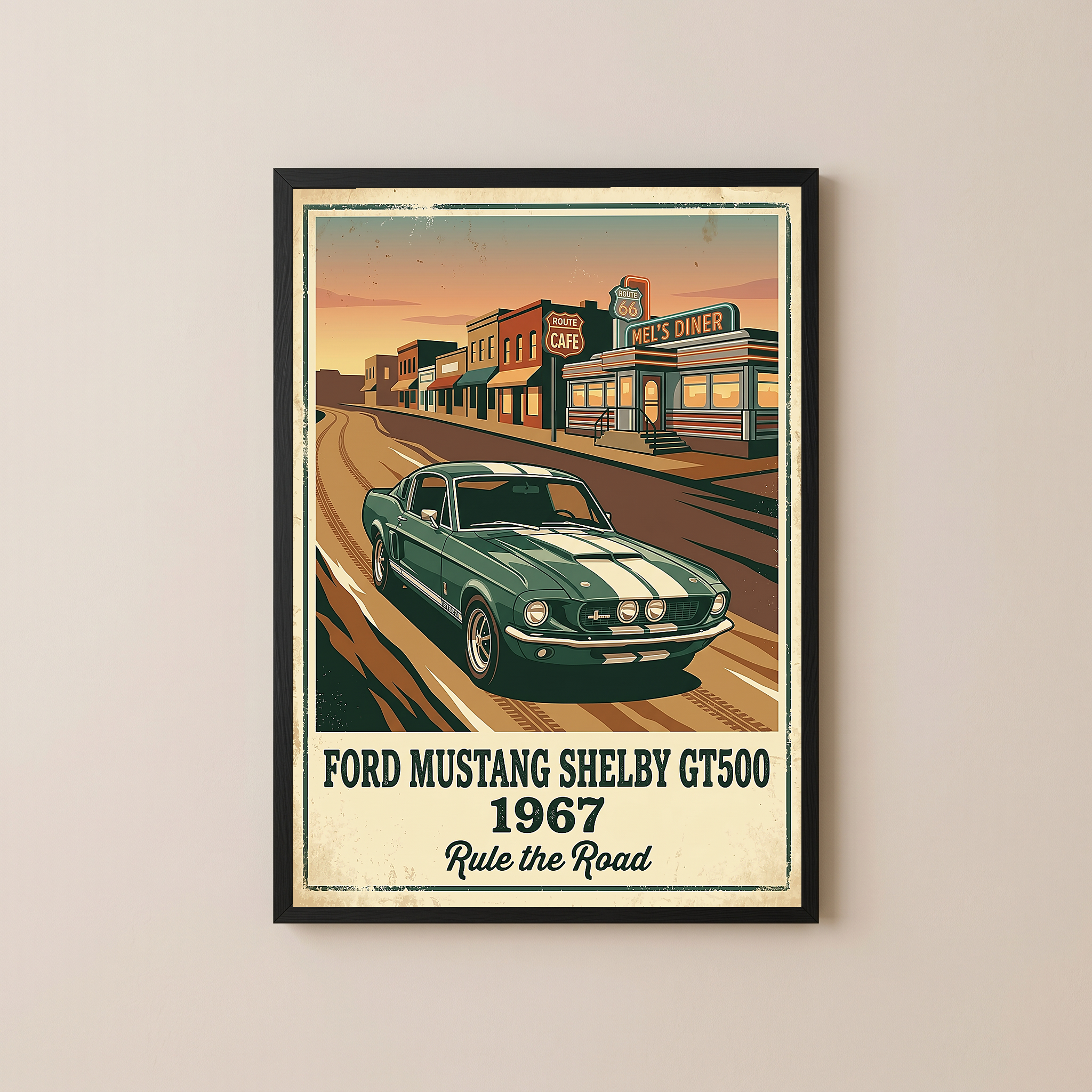 Ford Mustang Shelby GT500 1967 V3 Poster — Route 66 Vintage Diner Print
