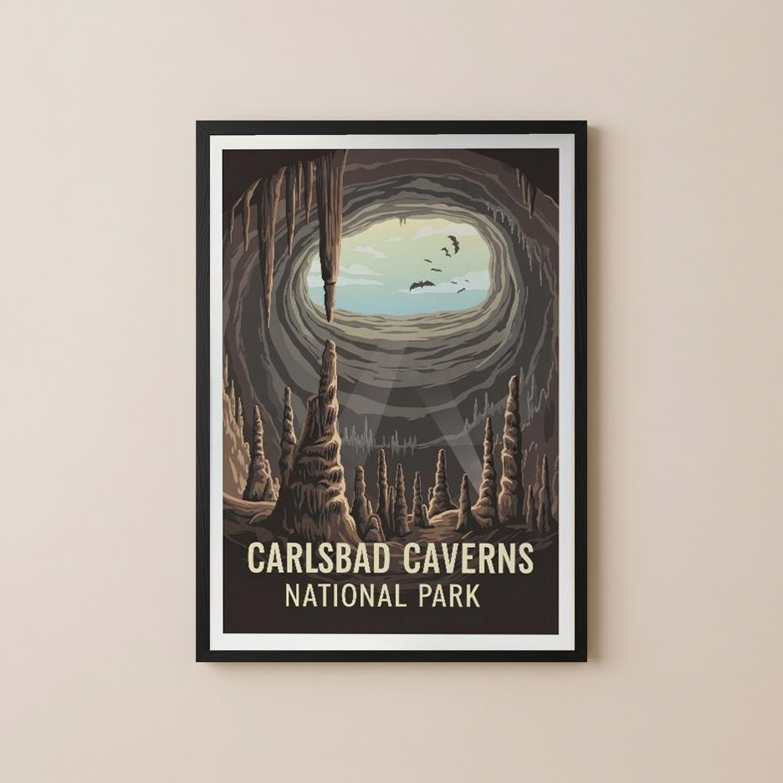 Carlsbad Caverns National Park Poster — Vintage New Mexico Bat Cave Print