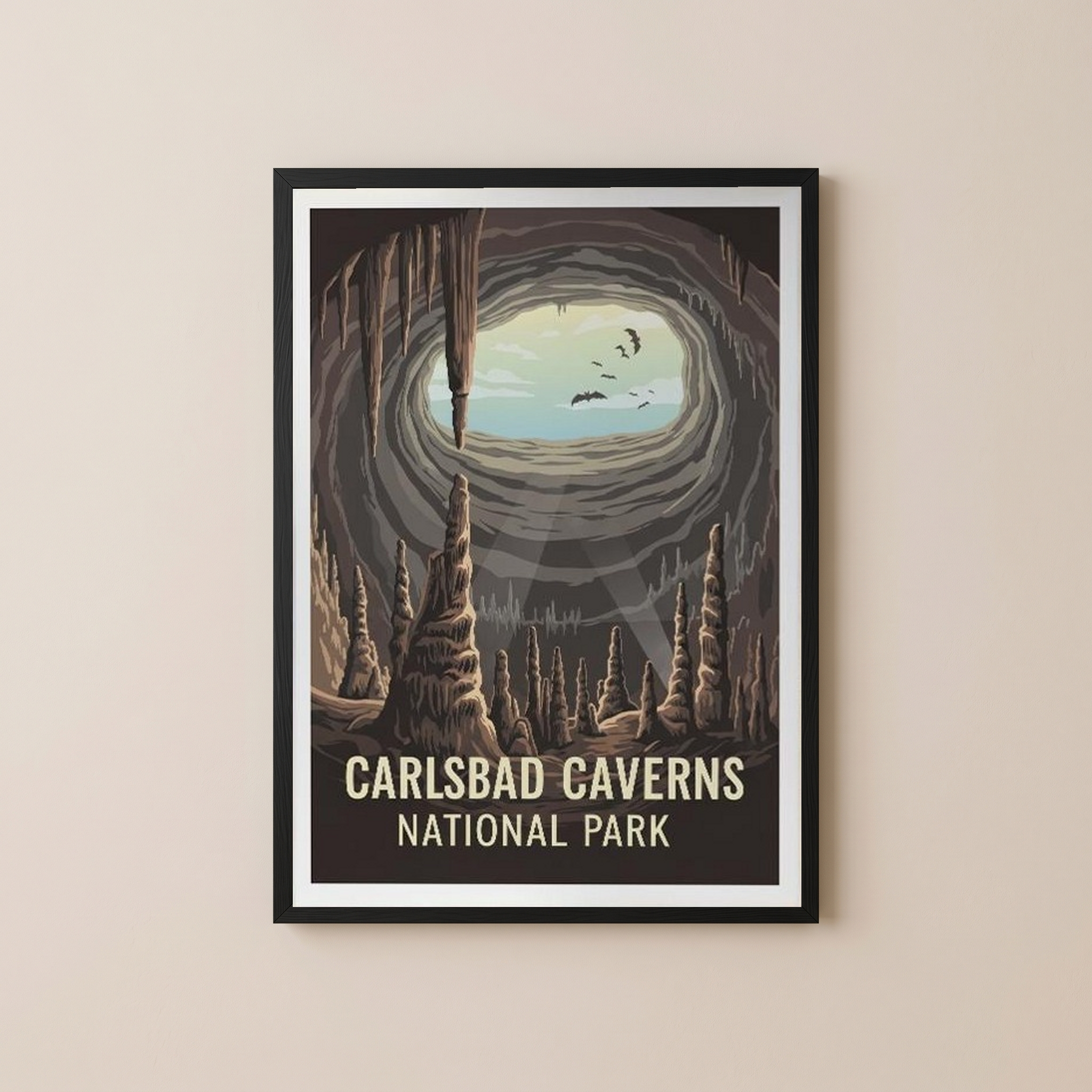 Carlsbad Caverns National Park Poster — Vintage New Mexico Bat Cave Print