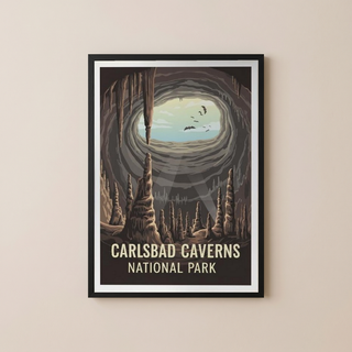 Carlsbad Caverns National Park Poster — Vintage New Mexico Bat Cave Print