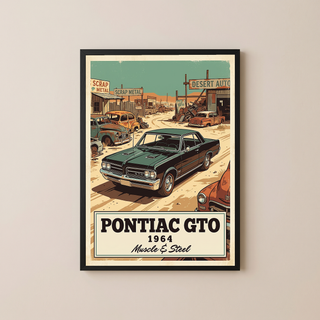 Pontiac GTO 1964 V2 Poster — Vintage Muscle Desert Junkyard Print
